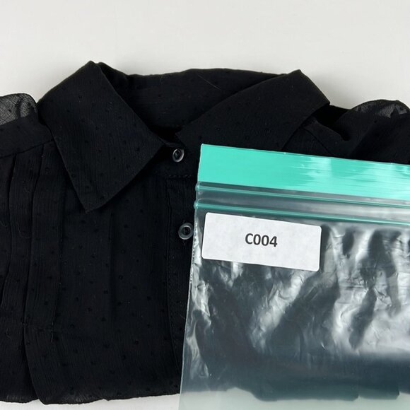 Mandee Long Sleeved Black Polka Dot Sheer Blouse size Small - Picture 8 of 8